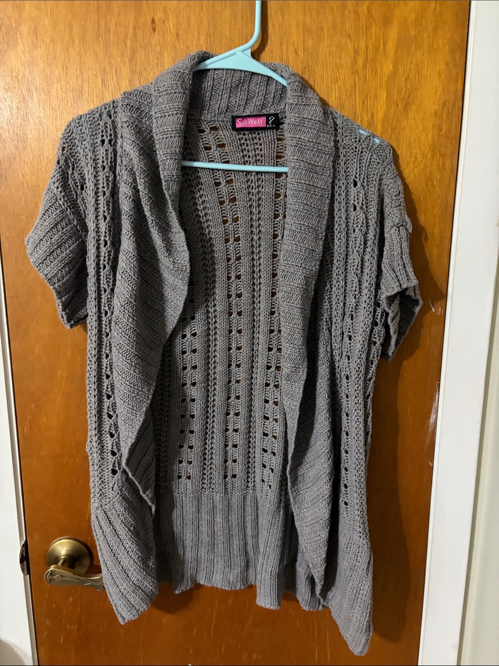 Soffe Gray Open-Weave Short Sleeve Cardigan
